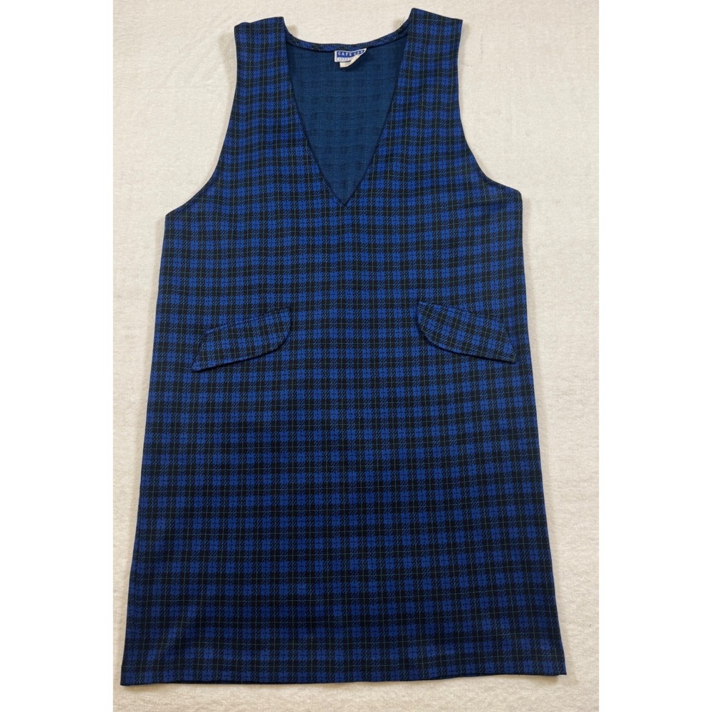 VTG‎ Cape Cod Sportswear Blue Plaid Jumper Dress Womens Medium Made in USA